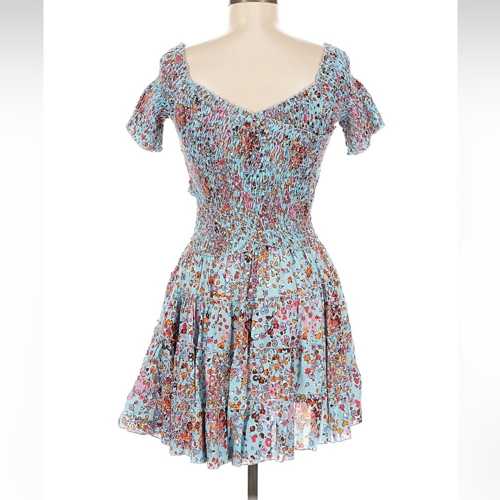 Poupette St Barth Soledad Mini Dress Medium Sky Blue Murrina Smocked - Picture 2 of 11